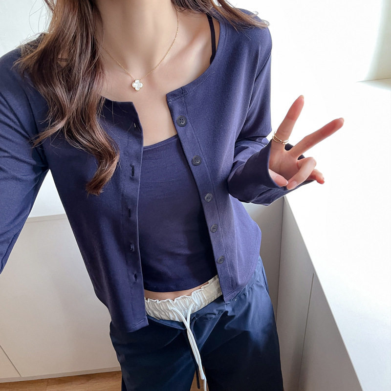 基础款莫代尔百搭小开衫女薄款短款外套女式防晒高级感夏季空调衫