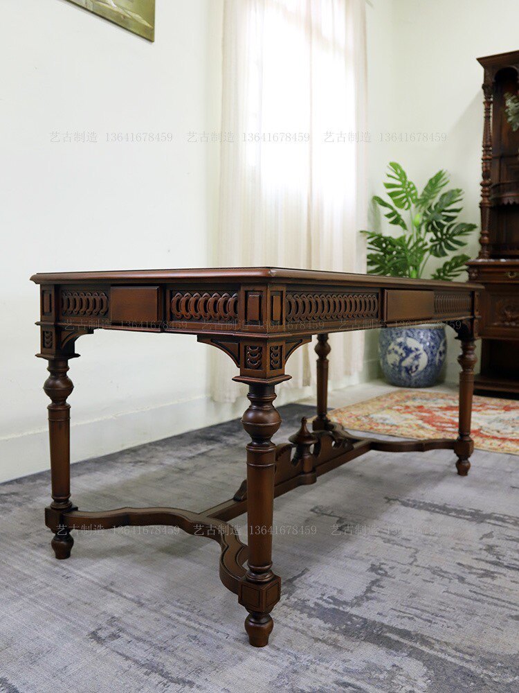 美式餐桌新古典书桌复古做旧茶桌客户定制