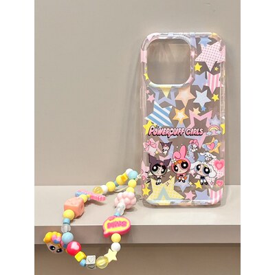 少女心七彩五角星飞天小女警适用苹果16proma手机壳15/14/13手链