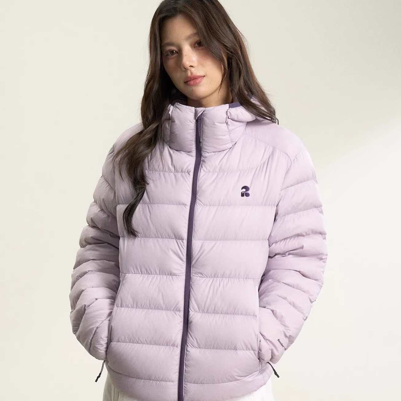 官方正品BESOBER紫色撞色羽绒服