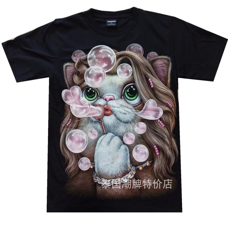 猫咪纯棉女欧美短袖INS