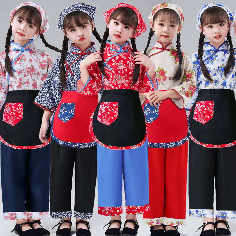 儿童民族风村姑采茶秧歌舞蹈服装