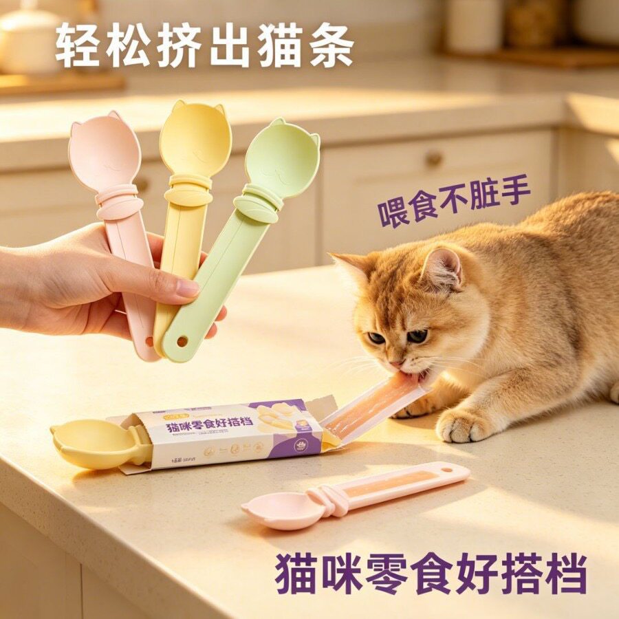 猫条挤压喂食勺不沾手宠物方便