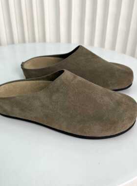 莞产高货~ROW家勃肯鞋软底半拖女平底舒适一脚蹬厚底包头博肯鞋