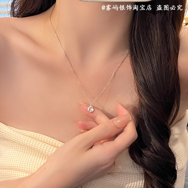 白玉髓吊坠925纯银项链女
