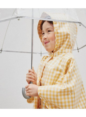 韩国ins2024新款男女童格子斗篷式雨衣时尚宽敞儿童可爱连帽雨披