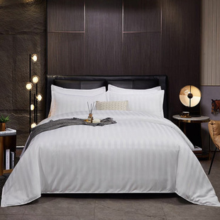 缎条被套酒店旅馆床上用品民宿单人系带被罩宾馆布草双人四件套