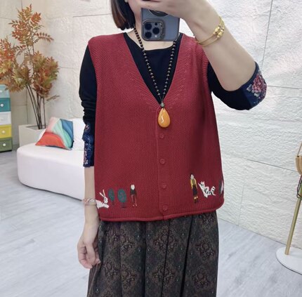 筱馥桂原创M6888刺绣棉线马甲