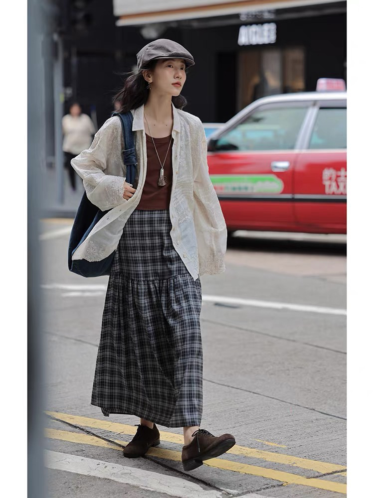 觅定新中式蕾丝提花衬衫外套女夏季薄款独特别致长袖外搭开衫上衣