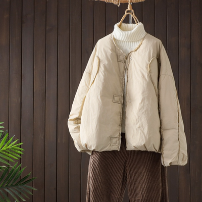 2025秋冬超薄短款羽绒服女圆领宽松超好看气质白鸭绒时尚洋气外套