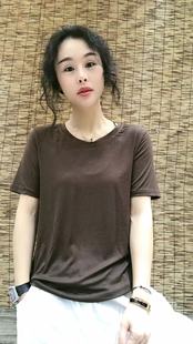 高弹宽松百搭显瘦潮 2022夏季 新款 韩版 纯色圆领套头面膜T恤女短款