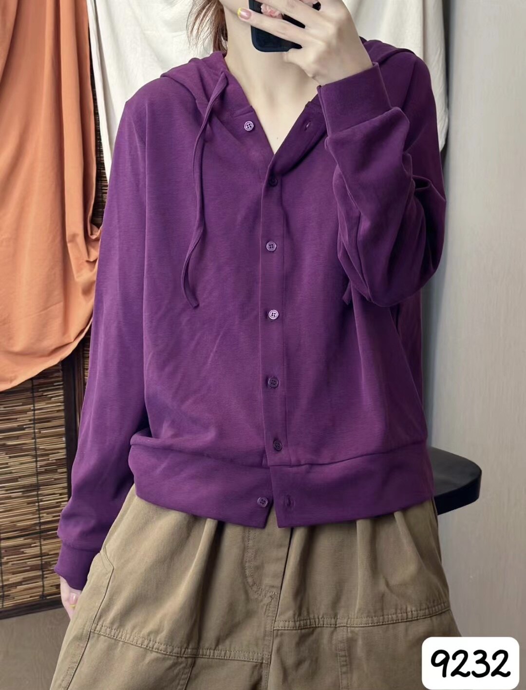 希哦秋款时尚米奇羊绒连帽卫衣外套女宽松长袖开衫休闲外搭