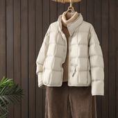 欧洲站轻薄短款 立领显瘦白鸭绒保暖外套 时尚 羽绒服女2025冬季 新款