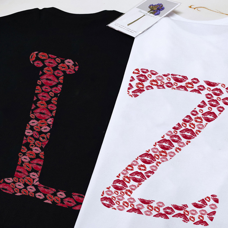 未来街市唇印字母口红t恤定制