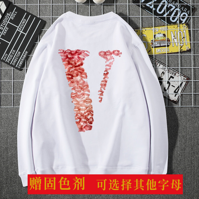 唇印长袖纯棉自制情侣装口红印卫衣diy秋冬圆领带大V模板送固色剂