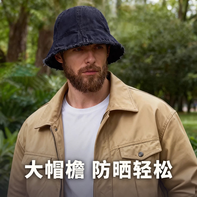 大头围帽子男女士26新款春夏显脸小水桶渔夫帽素颜遮脸防晒盆帽子
