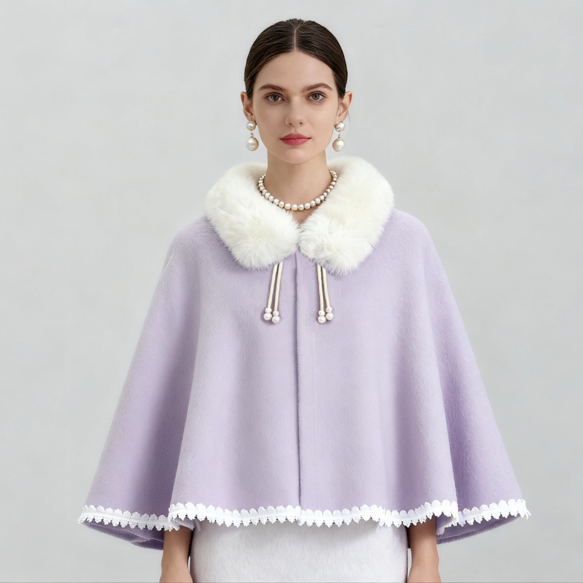 168#新款毛领国风仿貂绒披肩女秋冬时尚百搭配旗袍汉服保暖斗篷