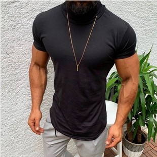 solid collar high sleeved hem short men 2019 color arc