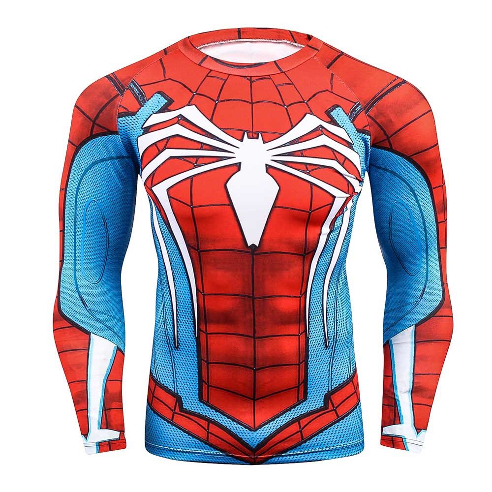 Spiderman print T-shirt for men compression T-shirt tights f