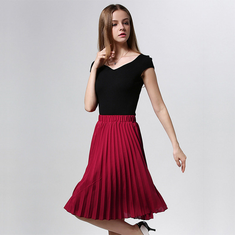Women Chiffon Pleated Skirt Vintage High Waist Tutu Skirts|ruв категории Женская одежда, юбка - от Buy2taobao.com для оказания профессиональной услуги покупки агента Taobao