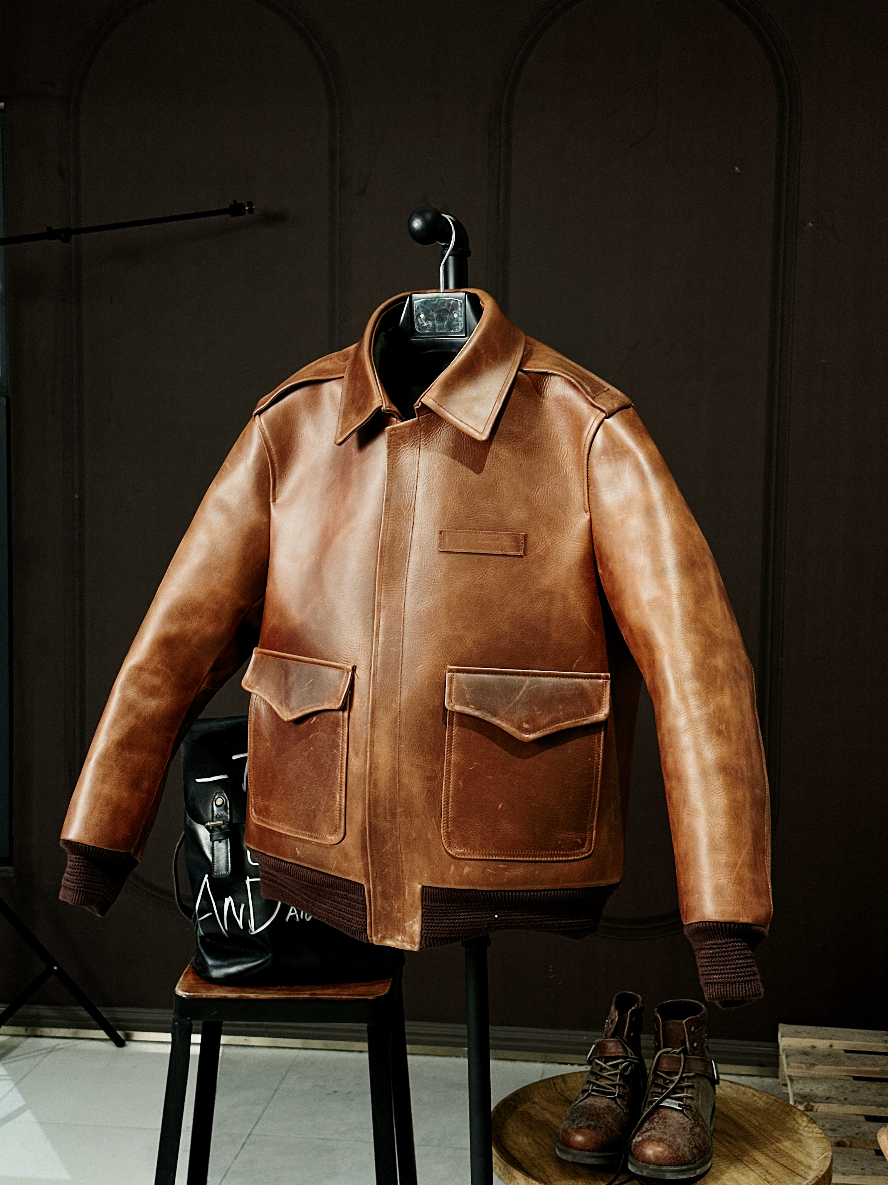 真皮皮衣男头层牛油蜡皮皮夹克机车款翻领骑行服飞行服百搭外套