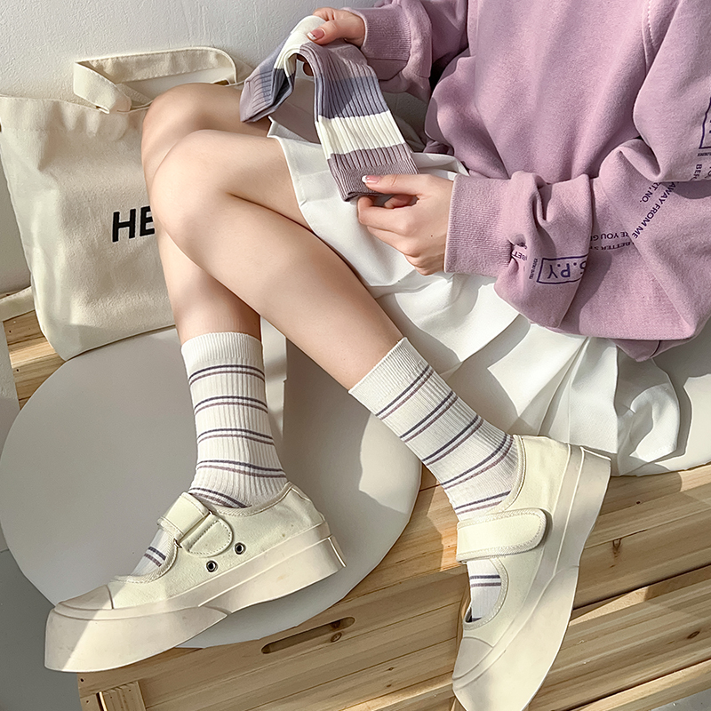 【2双装】''留一片空白,给以后浓墨重彩'' 刺绣P字双针竹棉女袜~