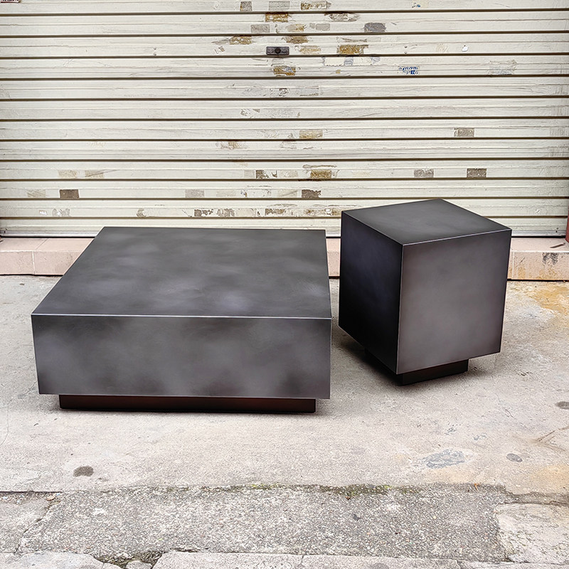 碳素钢方形侘寂风茶几组合
