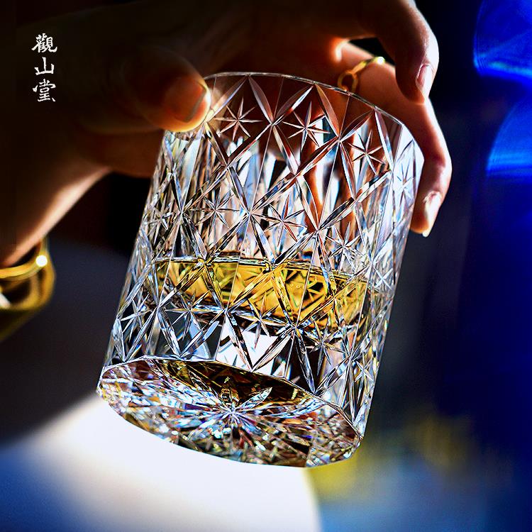 新疆包邮高级感星辰威士忌酒杯手工K9无铅玻璃水晶杯江户切子洋酒