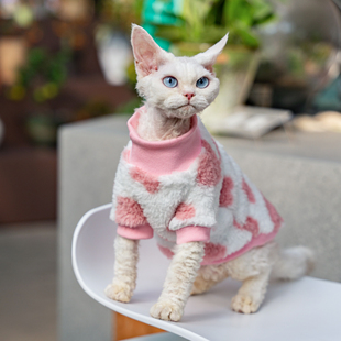 任发财自发热保暖双面绒睡衣任发财无毛猫衣服阿比东短德文衣服粉