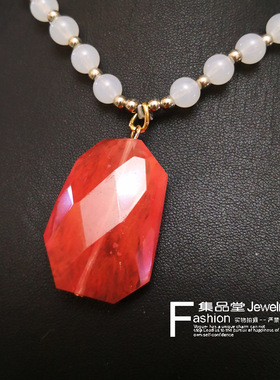 天然水晶幽灵兔毛毛衣链项链特价