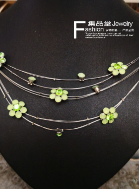 水钻钢丝线多层清新项链低价清仓