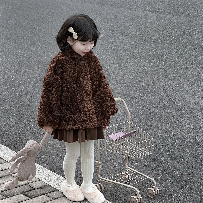 WONIU好柔软~女童皮毛一体冬季皮草毛毛外套女宝宝洋气保暖外出服
