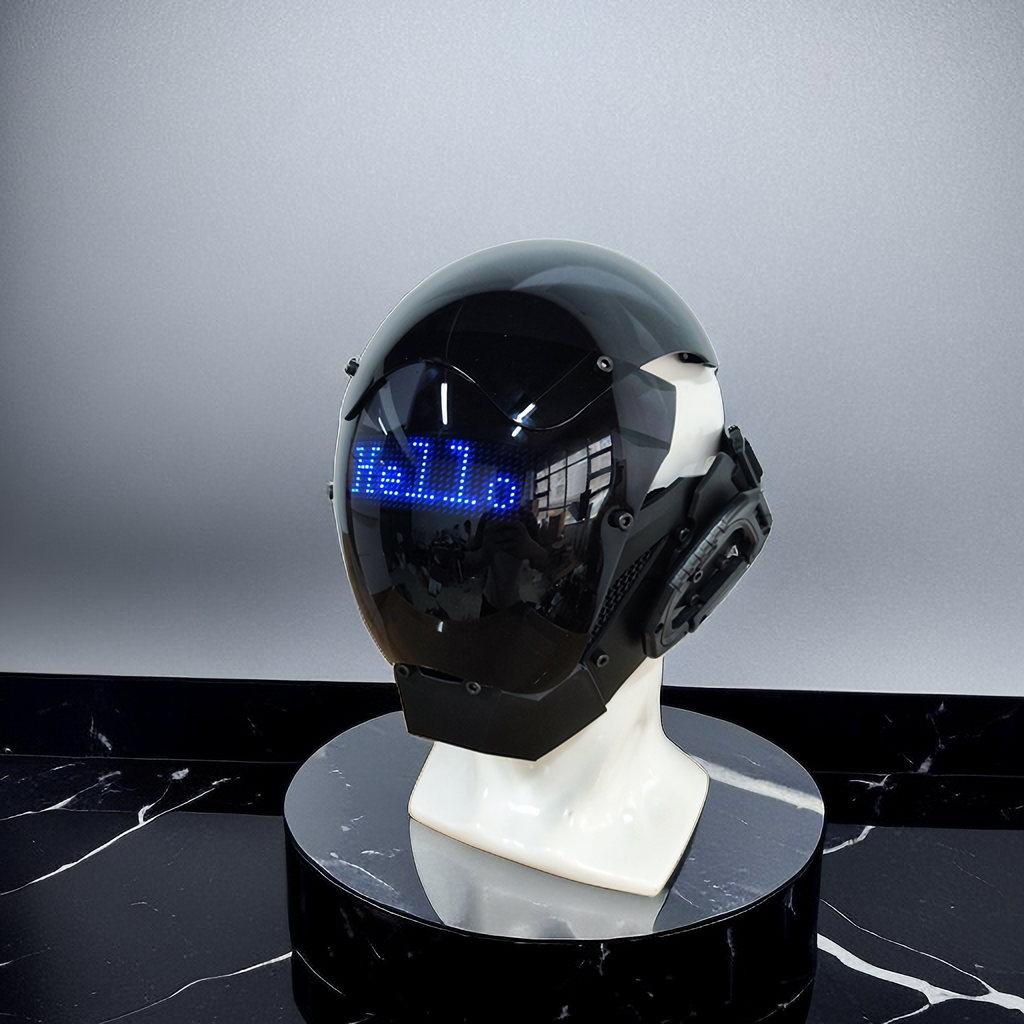 赛博朋克APP编辑可编程机能风蓝牙LED面具发光派对蹦迪机器人面罩