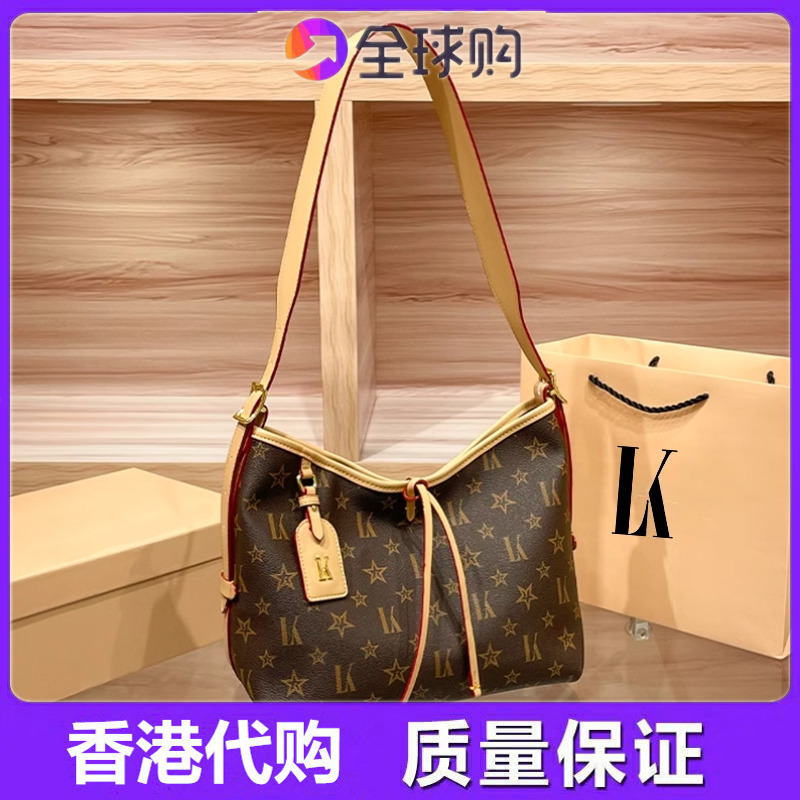 真皮女包2025新款夏季时尚老花腋下托特包女士通勤百搭单肩手提包