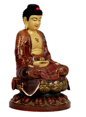 工艺鎏金粉彩佛像结缘莲花座特价