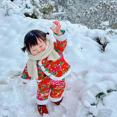 婴儿东北棉袄大花儿童冬季拜年棉衣棉服套装女童宝宝男童加厚衣服