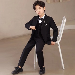 儿童西装 帅气主持人英伦花童礼服婚礼男童西服男孩钢琴演出服 套装
