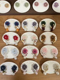 露珠与花园｜阿花花花手作 进口日本串珠富贵花公主风耳钉耳夹