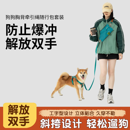 HiDREAM啵啵狗狗牵引绳多功能防爆冲牵狗绳遛狗绳子小型犬胸背带