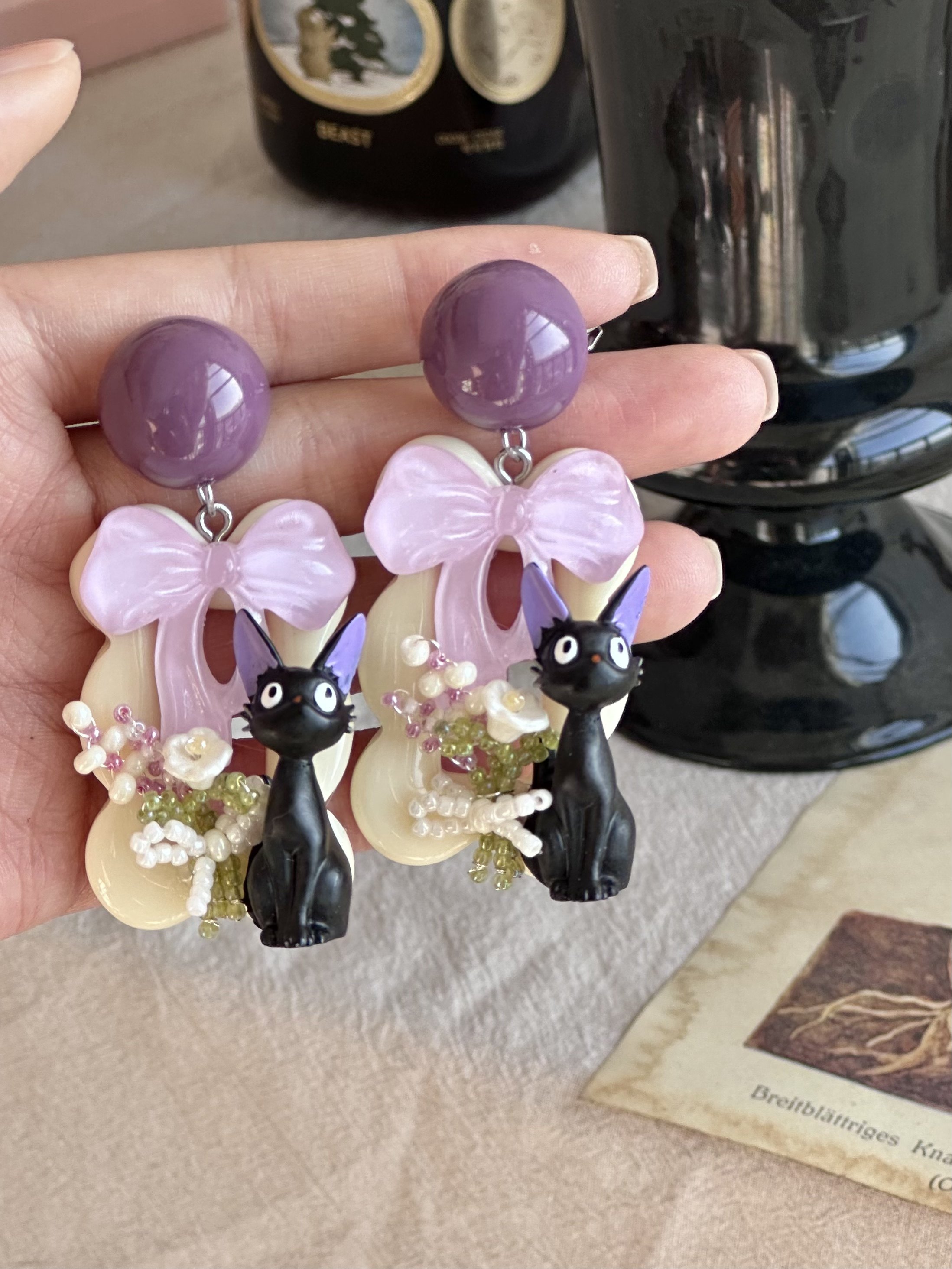 梦剧院｜一加一shop原创手作童话系列猫咪耳钉童趣耳夹女复古小众,饰品/流行首饰/时尚饰品新,耳环,淘宝优惠券,粉丝福利购,淘宝优惠卷