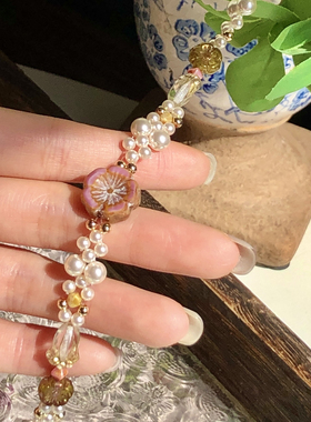 南法假日｜一加一shop原创法式复古贝珠蕾丝choker捷克珠项链小众