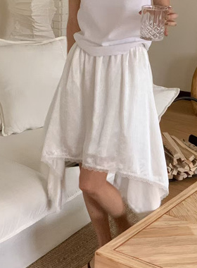 CC-LL韩国东大门代购 春季新款 松紧腰蕾丝花边不规则时尚半身裙