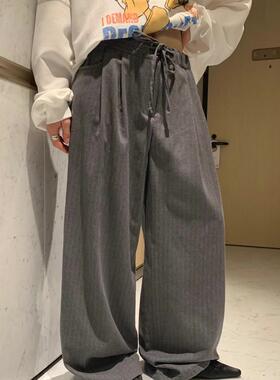 CC-LL韩国东大门代购 春季新款 抽绳松紧腰宽松松弛感直筒休闲裤