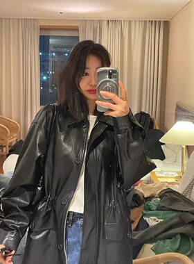 宽松休闲宽松气质皮衣夹克外套