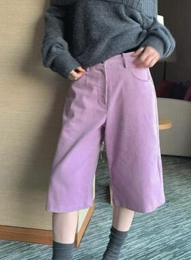 CC-LL韩国东大门代购 秋冬新款 高腰复古百搭灯芯绒直筒休闲中裤