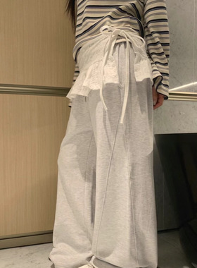 CC-LL韩国东大门代购 春季新款 抽绳松紧腰宽松百搭直筒休闲卫裤