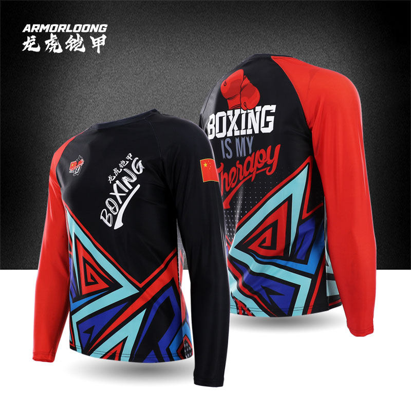 三角形长袖UFC搏击MMA定做训练运动服泰拳击长袖儿童成人免费定制