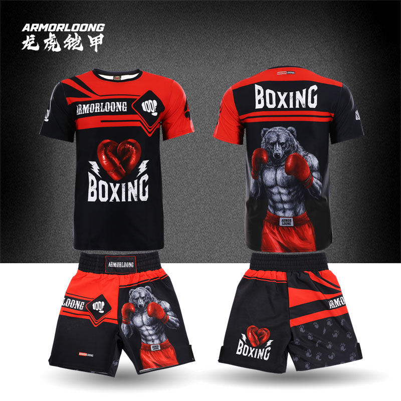 泰拳击服格斗男短袖短裤UFC训练上衣速干儿童定制踢拳比赛青少年