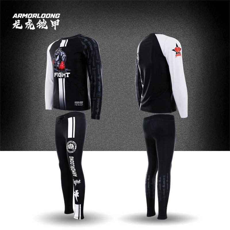 AL拳力以赴春秋紧身MMA套装长袖长裤速干柔术儿童比赛训练定制UFC