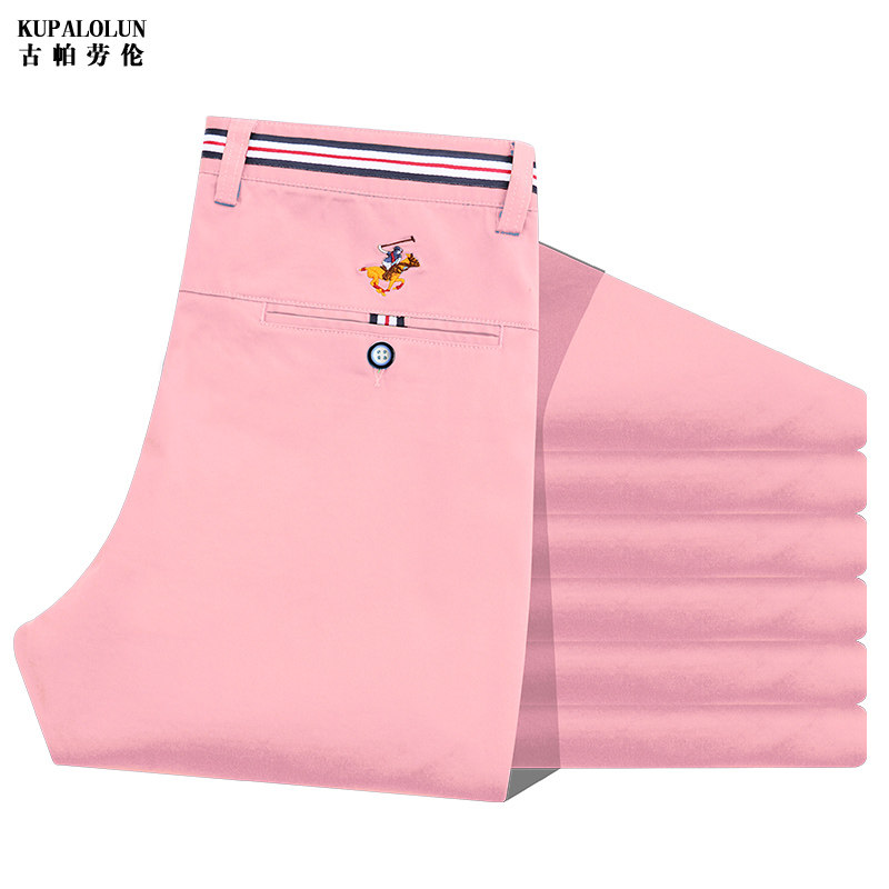 男士薄款刺绣弹力休闲裤